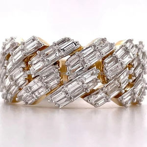 Baguette Cut Cluster <b>Ring</b> Hip Hop Style Rhodium Plated 925 Sterling <b>Silver</b> Customizable Wedding <b>Ring</b> for Women <b>Men</b> Unisex - Product Image 1