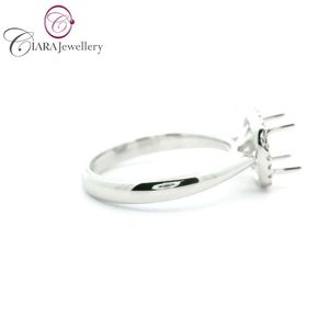 ANILLO DE OBRIGUETAS DE ORO BLANCO SÓLIDO DE 18K AU750 CON UN SOLO HALO SIMPLE Y DIAMANTE NATURAL DE 0.12CT, ANILLO DE COMPROMISO Y BODA, MÁS VENDIDO - Product Image 4