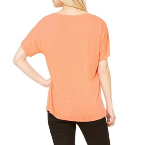 T-shirts décontractés pour femmes à col en V, personnalisés en usine, en coton respirant, à manches courtes, pour l'été - Product Image 3