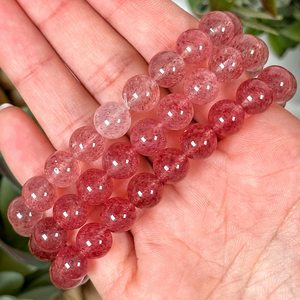 Natural <b>Red</b> Crystal Beaded <b>Bracelet</b> Women's Classic Everyday Wear Stone Jewelry Round Ball Shape - Product Image 4
