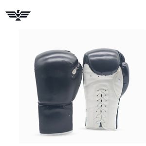 Gants de boxe professionnels blancs en PU avec sangle de poignet réglable, fermeture à lacets, respirants, unisexes pour adultes, personnalisables par sérigraphie - Product Image 4