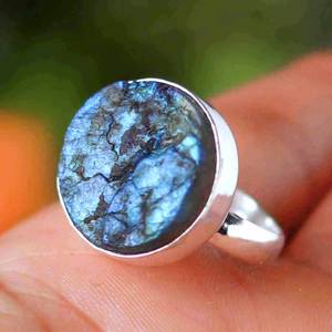 Stylish Labradorite Druzy Gemstone <b>Ring</b> | Natural Raw Stone Silver Plated Multi Flash | <b>Statement</b> Jewelry <b>Ring</b> Wholesale Africa - Product Image 2