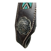 Manaal Enterprises Chaps Western en Cuir Véritable de Haute Qualité avec Incrustation Turquoise, Fermeture à Boucle Réglable, Poche Standard pour