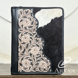 Porte-documents de luxe en cuir de vachette fait main avec fermeture éclair, organiseur à anneaux, bloc-notes et organiseur professionnel - Product Image 1