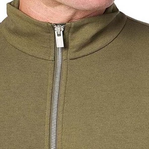 Sudadera de Punto con Cierre para Hombre, Color Verde Oliva, Corte Regular, Color Sólido, Cuello Alto Informal, Material de Algodón, Sudadera para Otoño - Product Image 6