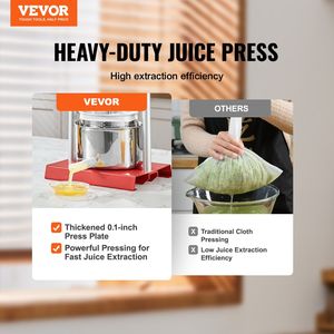 Presse-agrumes manuel de 0.8 gallons/3L en acier inoxydable pour la fabrication d'huile d'olive à la pomme avec poignée en T pour la maison et l'extérieur - Product Image 2