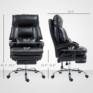 Poltrona Direzionale Reclinabile in Pelle PU con Schienale Alto, Sedia da Ufficio con Poggiapiedi, Movimento a Dondolo in Legno, Sedia Imbottita Nera - Product Image 3