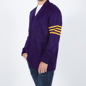 Fraternity Sorority Purple Men's women's Sweater <b>Acrylic</b> Knitted Cardigan Yellow Stripes Embroidery Greek <b>letter</b> All Season Wear - Product Image 3