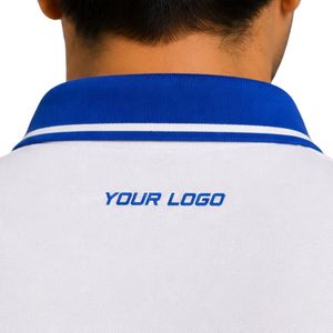 Premium White And <b>Blue</b> Mens <b>Polo</b> <b>Shirt</b> With Contrast Side Panel Design Custom Logo Embroidery Golf Sportswear Short Sleeve - Product Image 6