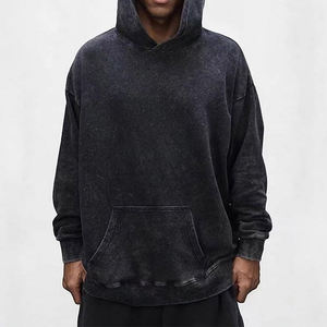 Manufacturers Vintage Acid Wash Hoodie for Men 100% Cotton Distressed No Drawstring Plain Hoodies - Product Image 1