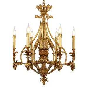 Lámpara de araña de latón estilo francés hecha en India, 6 luces, hecha a mano, antigua, de lujo, para decoración del hogar. - Product Image 1