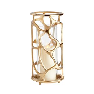 Ensemble de 3 bougeoirs en aluminium de style nordique avec finition dorée polie pour Noël, Pâques, l'éclairage et la décoration - Product Image 6