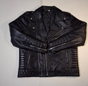 เสื้อแจ็คเก็ตหนังแท้ 100% ทรงเข้ารูปสำหรับผู้ชาย คอตั้ง สำหรับฤดูหนาว แบบสั่งตัดได้ - Product Image 4