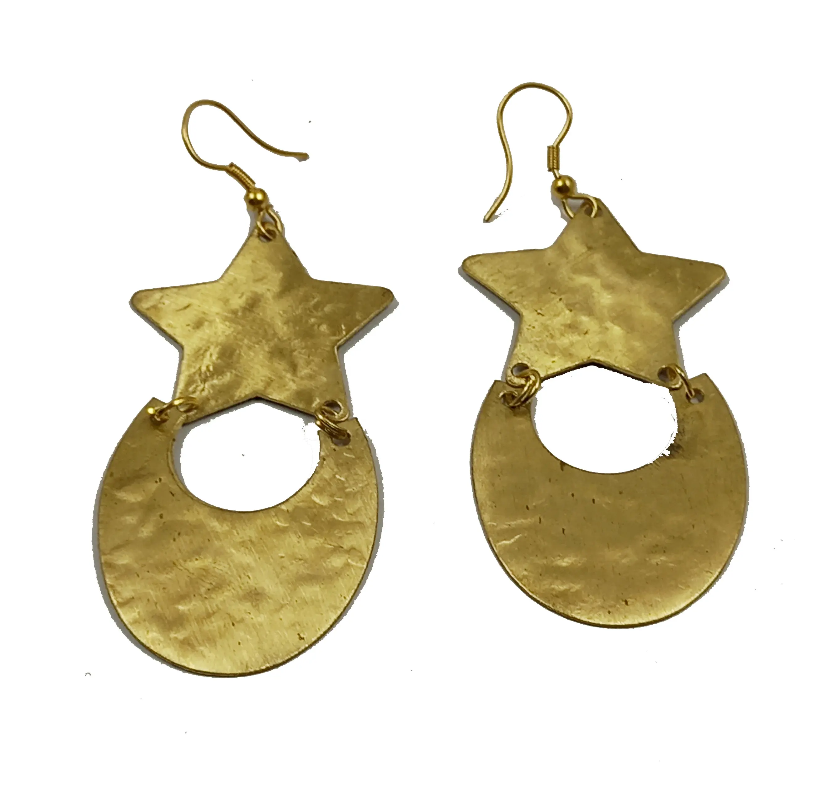 Top Quality Wholesale Metal Gold Colour Brass Metal Handmade Earrings Fashion Jewellery Earrings Girls & women