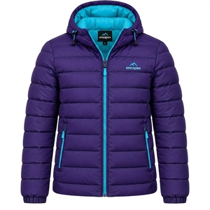 Veste matelassée à capuche pour homme, couleur violette, chaude, imperméable, légère, pour l'hiver et les activités de plein air, One Apex - Product Image 1