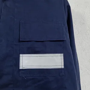 เสื้อแจ็คเก็ตทำงานสีน้ำเงินกรมท่าสำหรับผู้ชาย แบบเรียบ ไม่มีลาย 4 กระเป๋า ผ้าฝ้าย ไซส์ S-3XL - Product Image 5