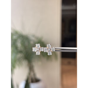 Élégantes boucles d'oreilles clous en diamant de laboratoire taille Asscher à quatre pétales, 2,25 carats, en or, bijoux raffinés, cadeau pour femme - Product Image 1
