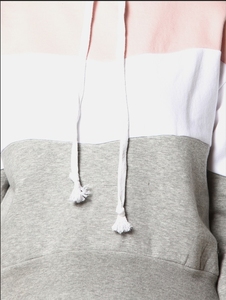 Sudadera con Capucha para Mujer, Diseño Color Block, Mezcla de Algodón, Tejido de Punto, Estilo Casual, Corte Regular, con Bolsillos, Estilo Otoñal - Product Image 6