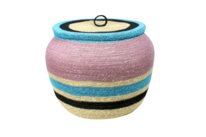 <b>Plant</b> Fiber Storage <b>Basket</b> Bowl Shape Eco-Friendly Folk Art Multi-Purpose Neatening Container with Lid - Product Image 4