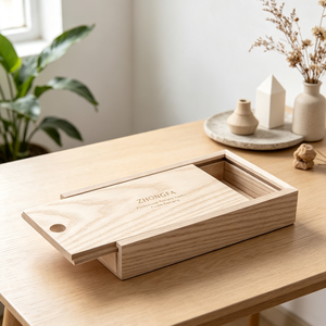 Caja de Regalo de Madera MDF Ecológica OEM, Rectangular, Barnizada, con Acabado Suave al Tacto, Pequeña Caja de Madera Deslizante para Joyería, Manualidades y Embalaje - Product Image 1
