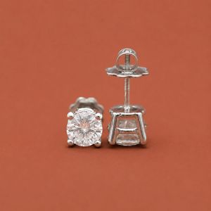 Brilliant Round Cut Moissanite Diamond Solitaire <b>Studs</b> in 925 <b>Sterling</b> <b>Silver</b> - Product Image 3