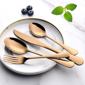 Nouveau design de luxe finition or mate acier inoxydable paille fourchette cuillère ensemble royal bambou poignée ustensiles de cuisine café plaqué conception - Product Image 1