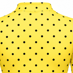 Yellow Polka Dot Women <b>Mock</b> <b>Neck</b> Short Sleeve T Shirt Slim Fit Printed Casual Stretch <b>Top</b> Fashion Summer Wear Wholesale Custom - Product Image 4