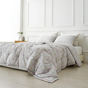 [NONA] DIBAKO AROMA <b>Bed</b> Linen Comforter Set Trendy Ivory Light Gray Pink Floral Pattern Exotic Hotel Bedding Set - Product Image 2
