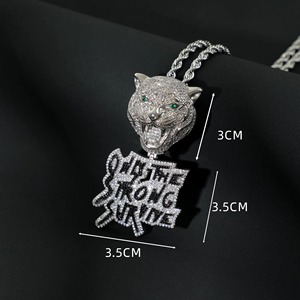 Hip Hop Panther Head Moissanite <b>Pendant</b> 925 <b>Silver</b> Rhodium Plated Micro Pave Charms Men's Jewelry Custom <b>Initial</b> Letter <b>Pendant</b> - Product Image 4