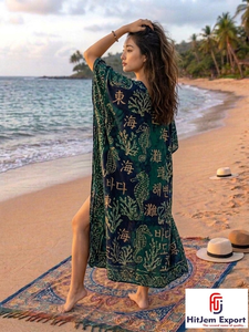 Women Printed <b>Kaftan</b> Dress Loose Fit Beach Cover Soft Fabric <b>Summer</b> Wear Stylish Design Custom Bulk Manufacturing Export Supply - Product Image 3