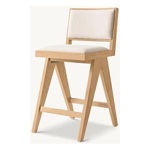 Silla de Bar Moderna de Madera de Teca Sólida, Taburete de Bar de Madera Hecho a Mano para Restaurante, Cafetería, Bar, Hotel, Proveedor de Muebles - Product Image 5