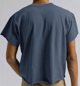 เสื้อยืดทรงบ็อกซี่ฟิตสำหรับผู้ชาย ผ้าฝ้าย 100% ระบายอากาศได้ดี ผ้าถักป้องกันการเป็นขุย สไตล์ลำลอง สตรีทแวร์ ไหล่ตก - Product Image 2