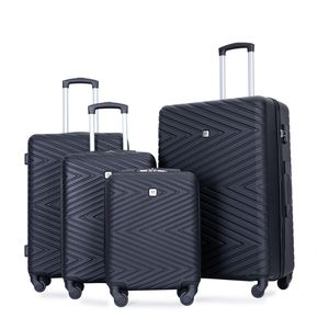 4 pezzi ABS Set bagaglio leggero 24/28 pollici con ruote rotanti e TSA Black-(16/20/24/28) - Product Image 3