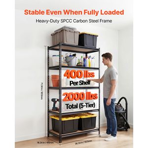 Étagères de garage robustes à 5 niveaux, étagère de rangement en métal réglable, capacité de 2000 lb, unité d'étagère utilitaire - Product Image 2