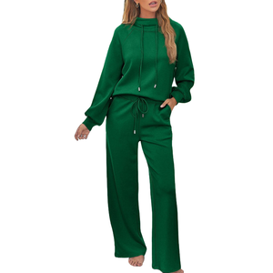 Custtom Women's Tracksuit Fashion Solid Color Front Design Custom Cotton Fleece Winter Women's <b>Pullover</b> Tracksuit - Product Image 5