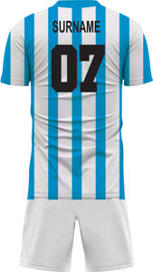 Ensemble de maillots de football rayés personnalisés pour hommes, manches courtes, col rond, 100% polyester, évacuation de l'humidité, impression sublimée, uniformes pour adultes - Product Image 3