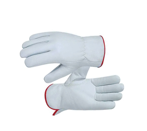 Heavy Duty White Grain Leather Safety Gloves EN420 Certified Elastic Wristlet Customizable Color Multi-Function - Product Image 4