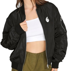 <b>Women's</b> Customizable Waterproof <b>Leather</b> <b>Jacket</b> Breathable Baseball <b>Bomber</b> Coat Embroidery OEM Wholesale Street Wear Pocket - Product Image 2