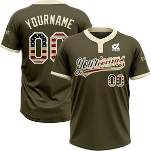 Camiseta Deportiva Personalizada para Hombre, Color Verde Oscuro y Rosa, Estilo Béisbol, con Botones, Uniforme de Equipo, Transpirable, de Algodón Orgánico, Manga Corta - Product Image 3