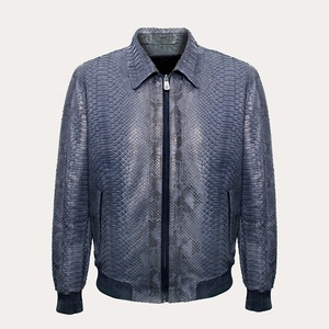 Áo Khoác Bomber Da Màu Xanh Cho Nam Áo Khoác Da Cừu Phong Cách Dập Nổi Python Mới 2022 - Product Image 2