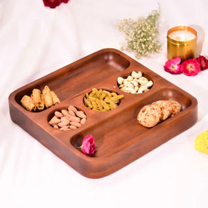 Wood Dry Fruit Tray Platter Elegant Quality Modern Look Dry Fruit Wooden Platter Tabletop Wood Dry Fruits Tray - Product Image 1