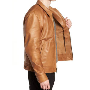 Chaqueta de Cuero de Diseño Personalizado con Cuello Camisero, Chaqueta de Cuero para Hombre, Chaqueta de Cuero para Hombre Estilo Urbano - Product Image 4