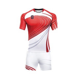 Men's Green White Solid Sublimated Rugby Uniform Set Crew Neck Short Sleeve Moisture Wicking <b>Athletic</b> Fit All Seasons Front - Product Image 5