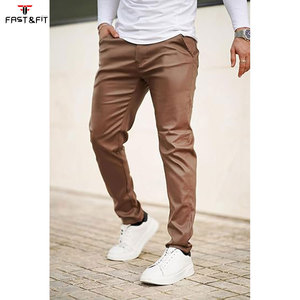 กางเกงหนังทรงขาบานสไตล์ลำลองสำหรับผู้ชายแฟชั่นสตรีทแวร์สีพื้นกันน้ำระบายอากาศได้ดีเป็นมิตรกับสิ่งแวดล้อม - Product Image 2