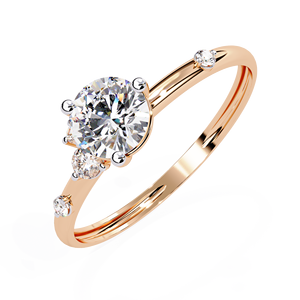 Rose Gold Oval Cut Diamond Engagement <b>Ring</b> Three Stone Bridal Band Prong Set Jewelry for Women - Product Image 1