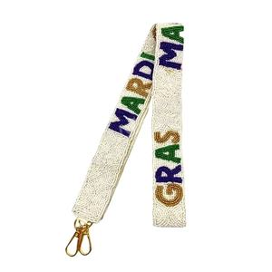 Correa de monedero con cuentas de diseño Gras Mardi, correas de bolsa de cuentas de semillas de oro blanco personalizadas, correa de cuentas para bolsos - Product Image 1