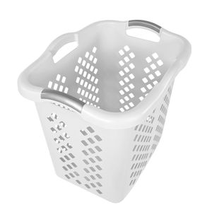 Paquete de 2 Cestas de Ropa Sucia para Adultos de 2 Bushel con Asas Plateadas, Color Blanco - Product Image 3