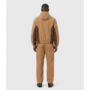 Survêtement marron personnalisé OEM/ODM, ensemble de sport deux pièces color-block en gros, ensemble décontracté de haute qualité pour hommes - Product Image 4