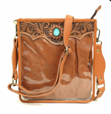 Sac bandoulière transparent avec rabat en cuir fleuri, sac à rabat en cuir, sac fleuri en cuir, sac bandoulière pour femme de haute qualité - Product Image 3