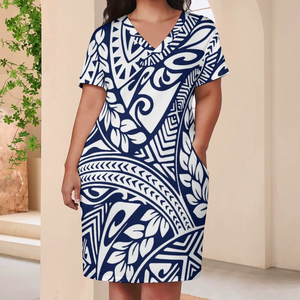 Vestidos de Talla Grande para Mujer, Estilo Polinesio, Vestidos Casuales para Fiesta, Diseño Samoano, Vestido Tribal, Oferta, Poliéster y Algodón, Verano - Product Image 4